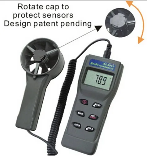 KANJJ-YU Handheld RS232 Remote Fan Anemometer Air Flow Meter AZ8901 